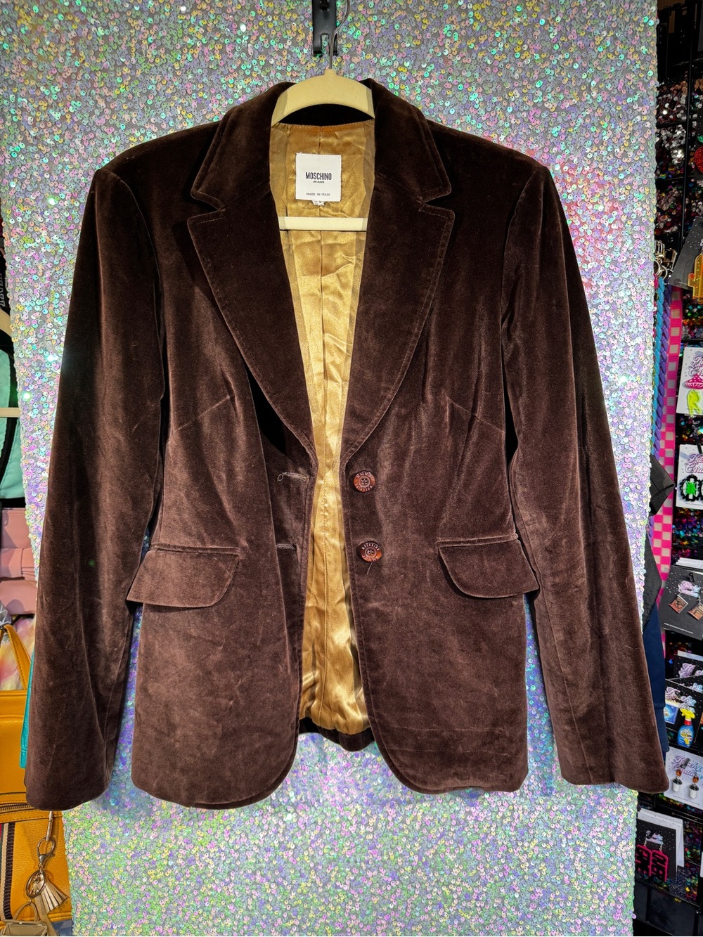 VTG Moschino Jeans Brown Velvet Blazer Jacket - Picture 3 of 9